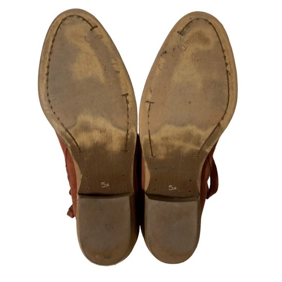 SAM EDELMAN Packers Burnt Orange Booties Rust Suede Leather Ankle Boots Size 5.5 - Picture 4 of 11